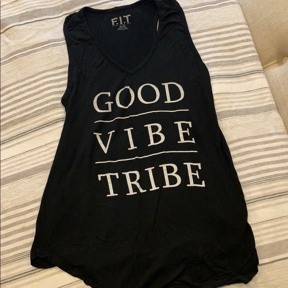 Good vibe tribe black tank top workout